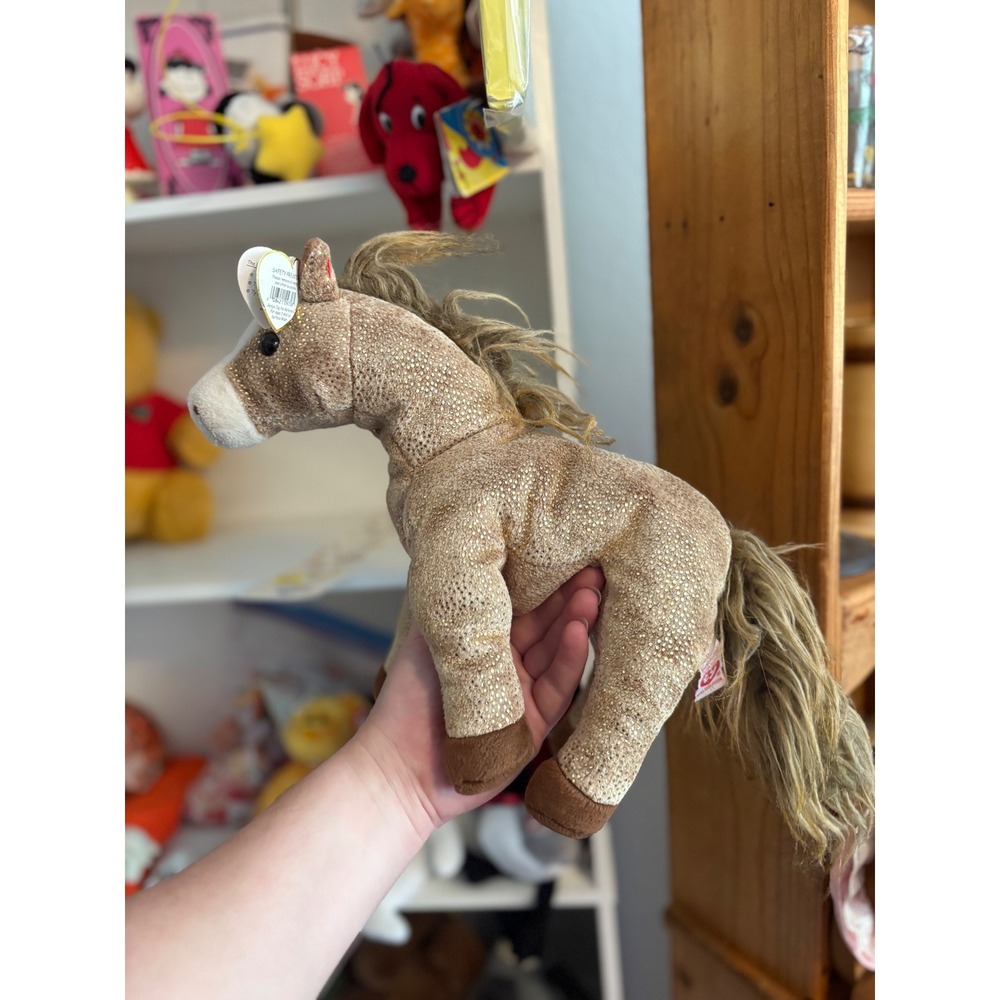 Ty Beanie Baby Giddy the Horse Gold Sparkle Plush 2004 Retired 40108 NWT as is